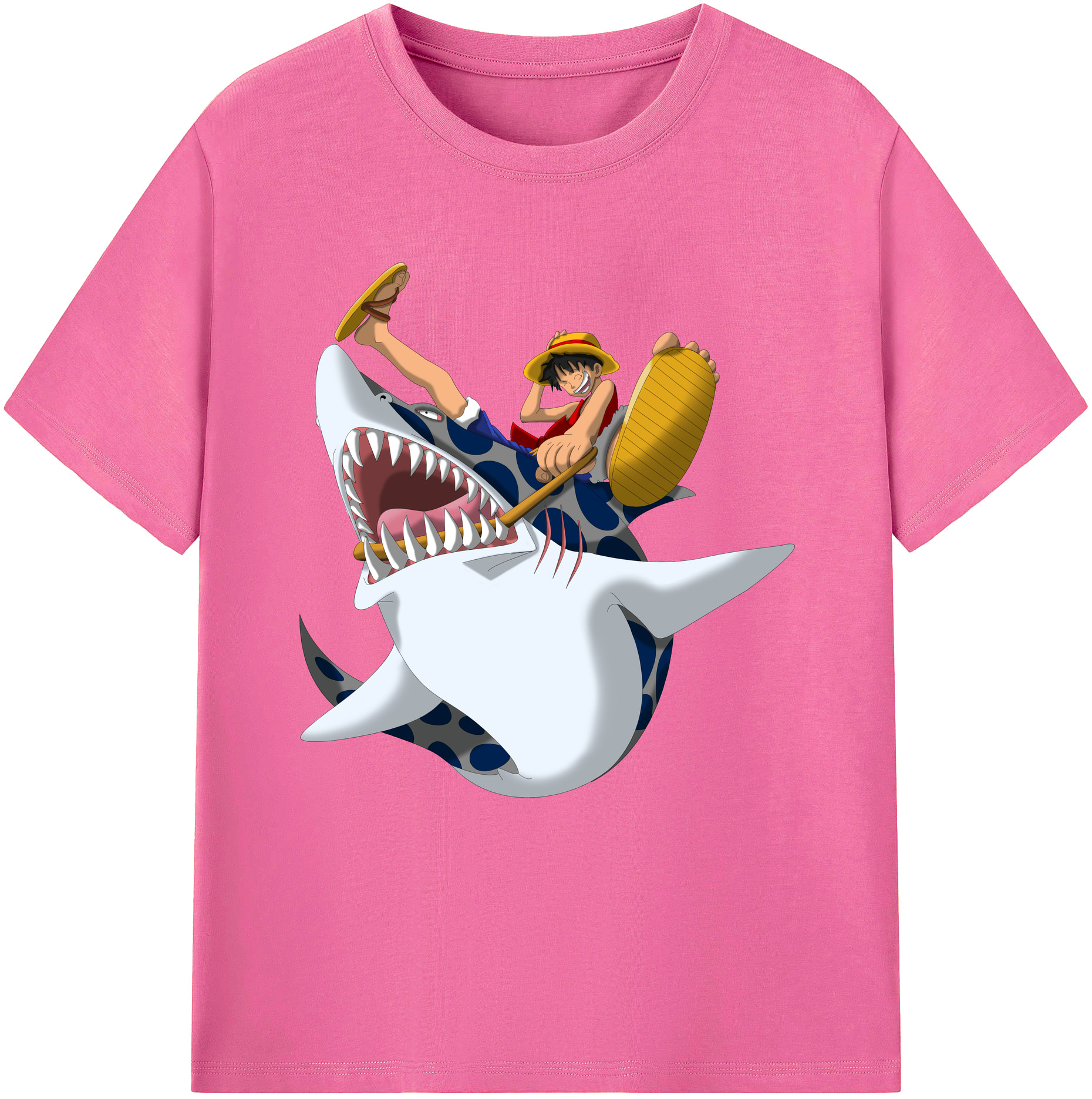 ワンピース モンキー・D・ルフィ ONE PIECE Monkey D. Luffy レディースカジュアルプリントTシャツ（綿100％）
